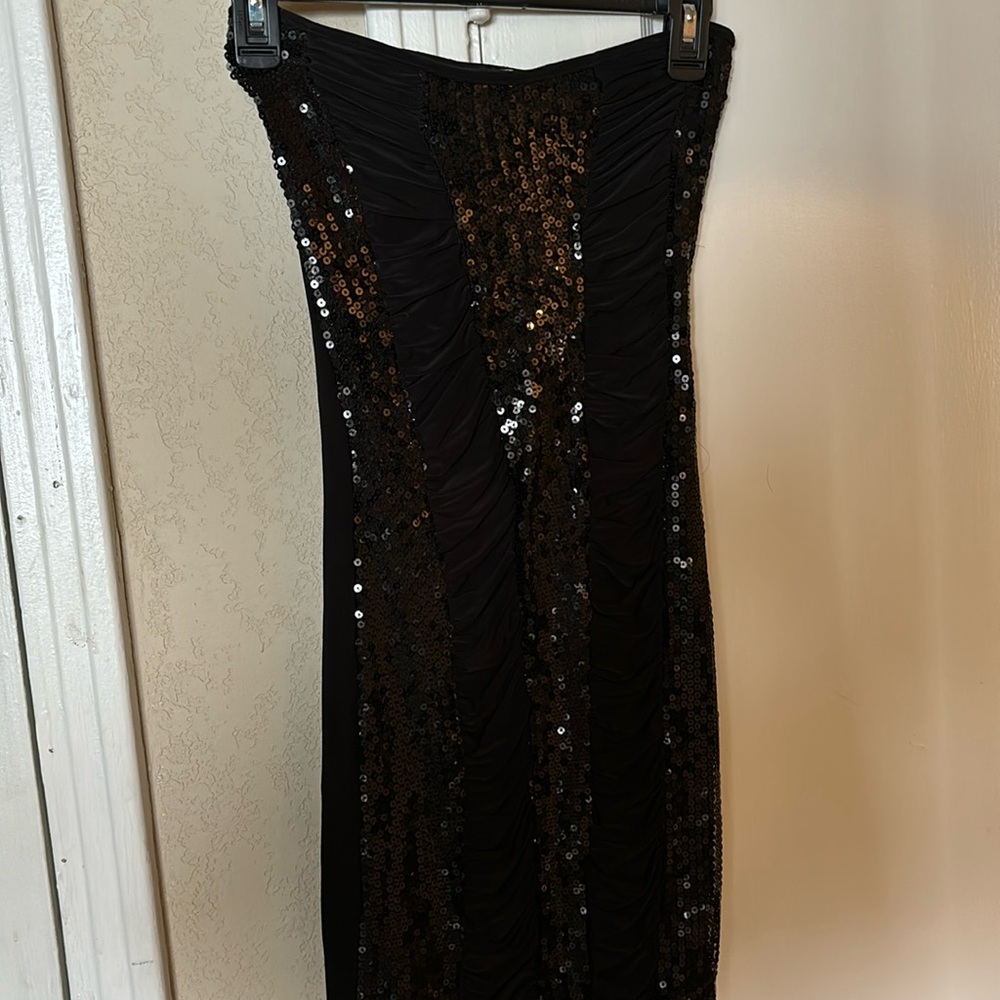 JANICE STRAPLESS SEQUIN BLAVK DRESS SZ SM